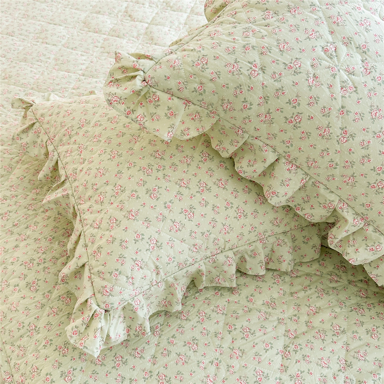 91家纺网 家纺一手货源 找家纺 十个点家纺 2025新款加厚磨毛木棉床裙三件套-绫罗系列 格桑花