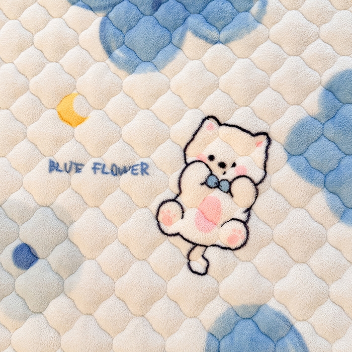 91家纺网 家纺一手货源 找家纺 喜居 2025新款高克重印花牛奶绒夹棉床褥床垫子褥子床护垫 元气喵