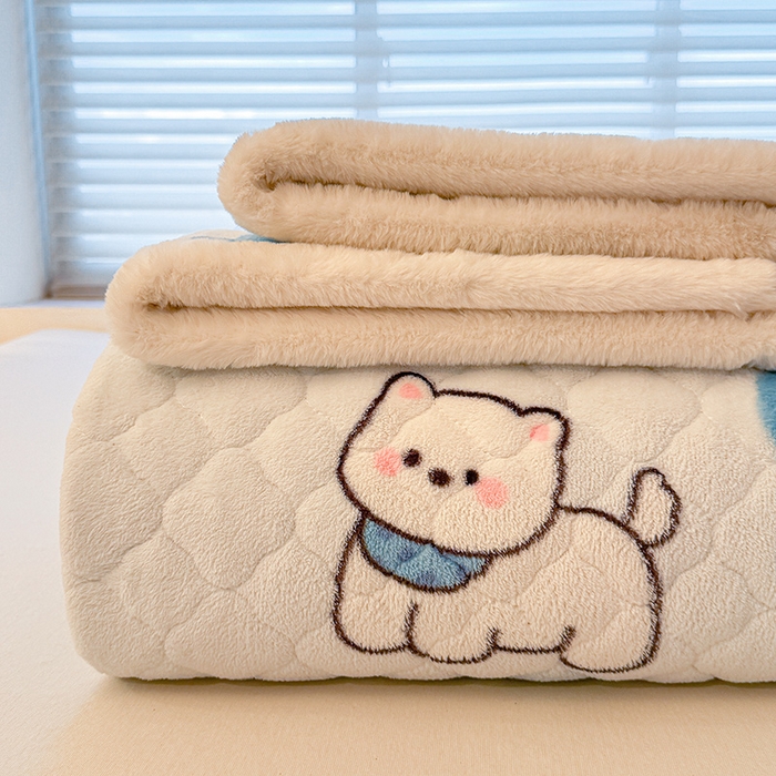 91家纺网 家纺一手货源 找家纺 喜居 2025新款高克重印花牛奶绒夹棉床褥床垫子褥子床护垫 元气喵