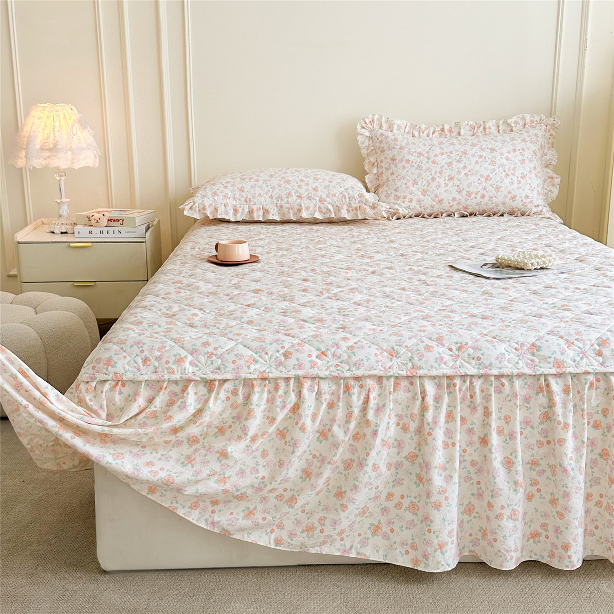 91家纺网 家纺一手货源 找家纺 十个点家纺 2025新款加厚磨毛木棉床裙三件套-绫罗系列 花千骨