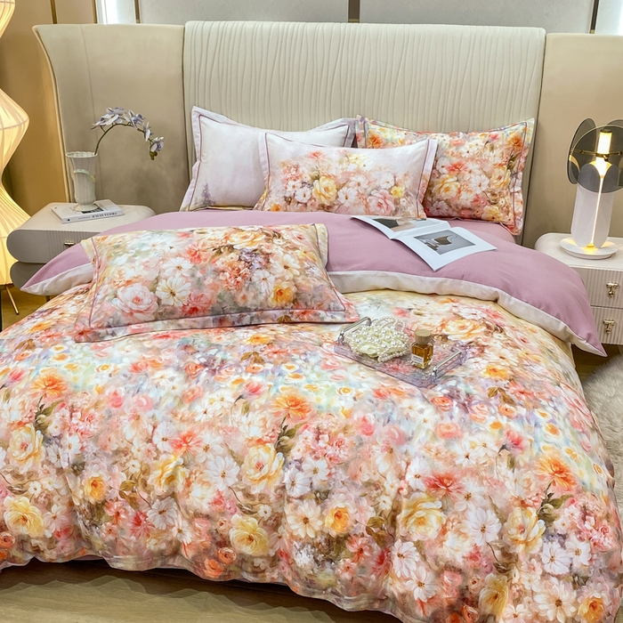 91家纺网 家纺一手货源 找家纺 红日子纺织品 2025新款A类全棉磨毛数码印花四件套 扶光