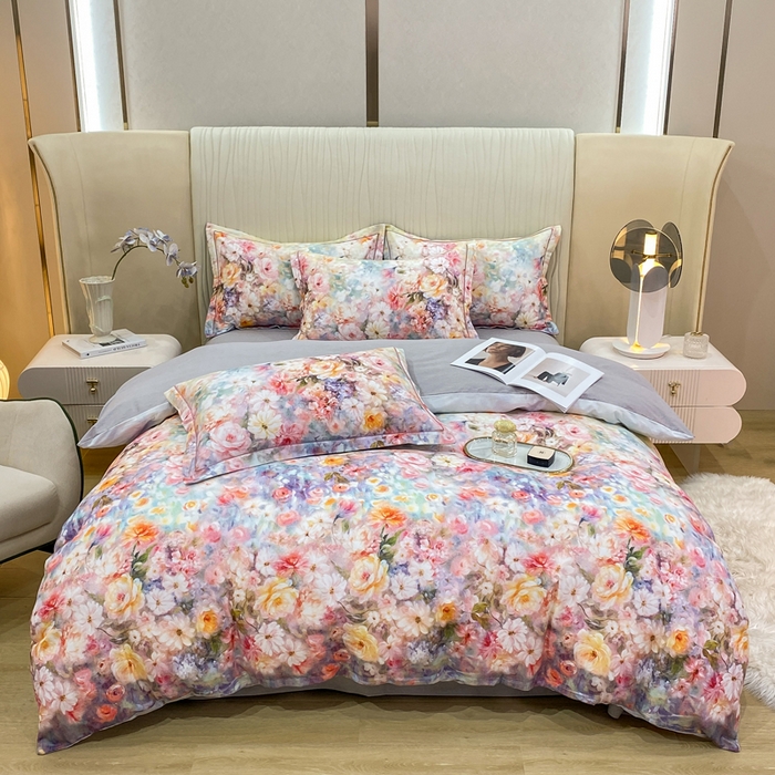 91家纺网 家纺一手货源 找家纺 红日子纺织品 2025新款A类全棉磨毛数码印花四件套 花盏