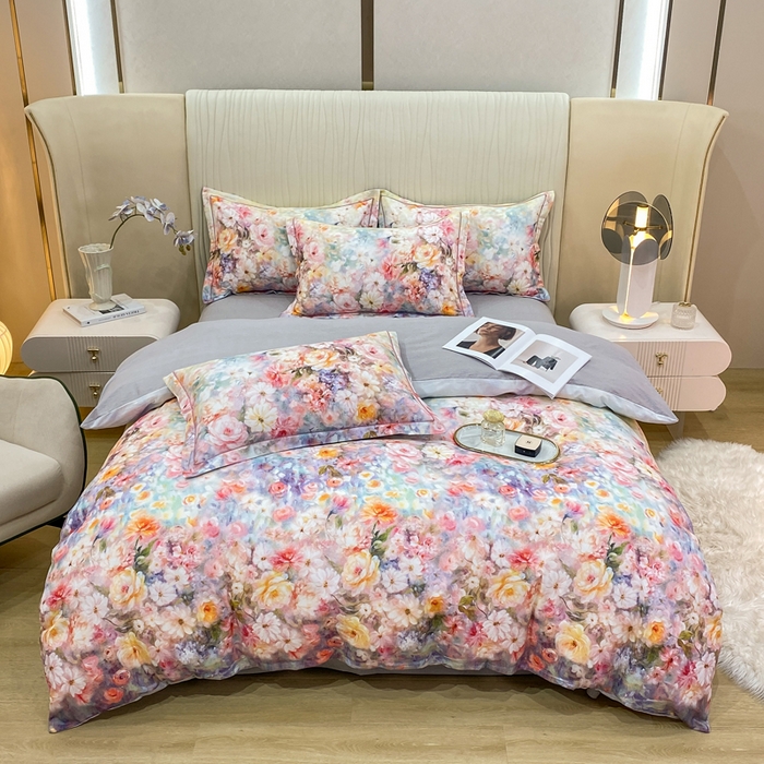 91家纺网 家纺一手货源 找家纺 红日子纺织品 2025新款A类全棉磨毛数码印花四件套 花盏