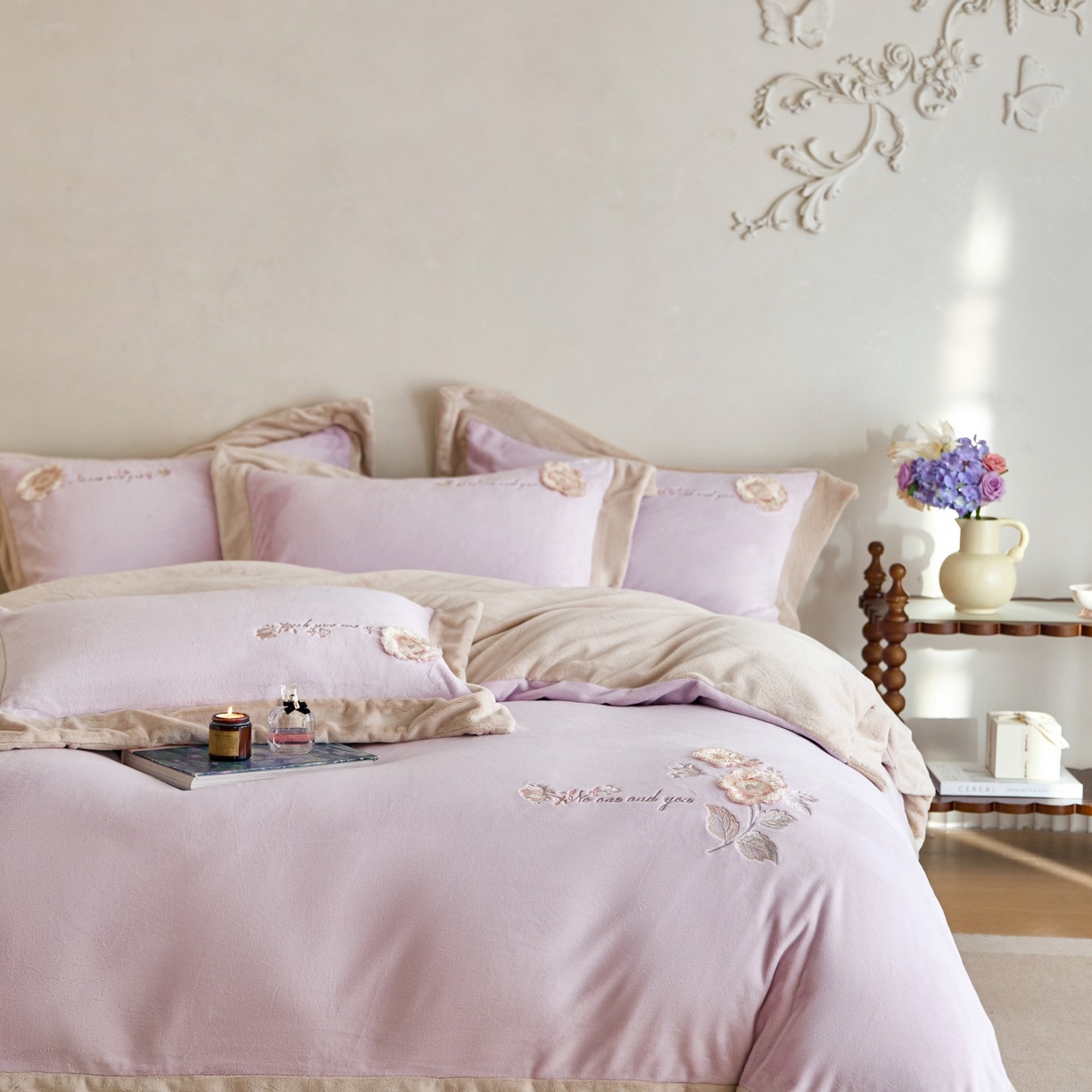 91家纺网 家纺一手货源 找家纺 （总）蓝梦 2025新款270g全消光牛奶绒四件套-甜心奶泡