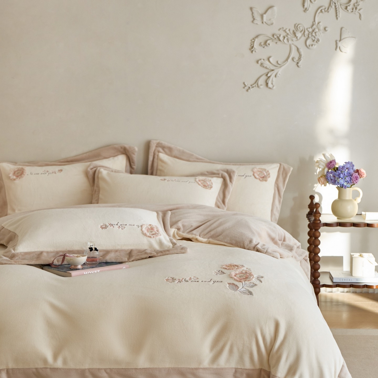 蓝梦 2025新款270g全消光牛奶绒四件套-甜心奶泡 甜心奶泡-米杏