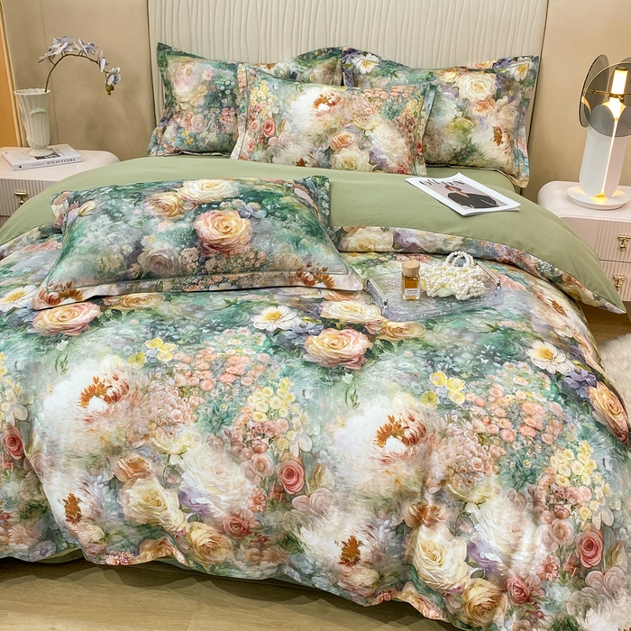 91家纺网 家纺一手货源 找家纺 红日子纺织品 2025新款A类全棉磨毛数码印花四件套 秘境