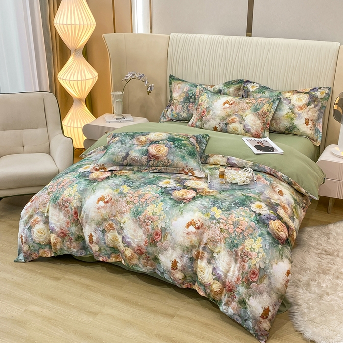 91家纺网 家纺一手货源 找家纺 红日子纺织品 2025新款A类全棉磨毛数码印花四件套 秘境