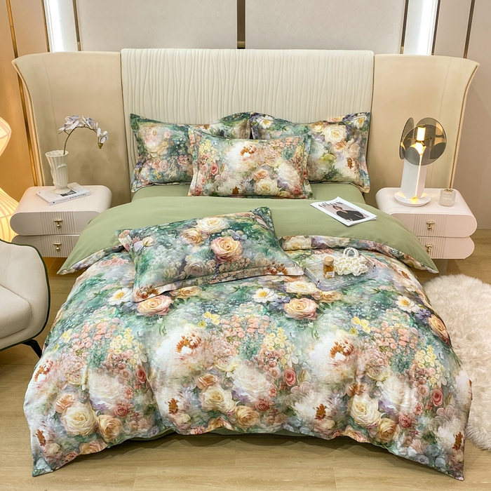 91家纺网 家纺一手货源 找家纺 红日子纺织品 2025新款A类全棉磨毛数码印花四件套 秘境