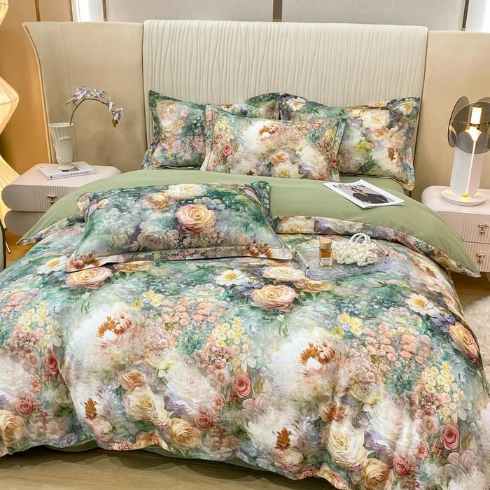 91家纺网 家纺一手货源 找家纺 红日子纺织品 2025新款A类全棉磨毛数码印花四件套 秘境