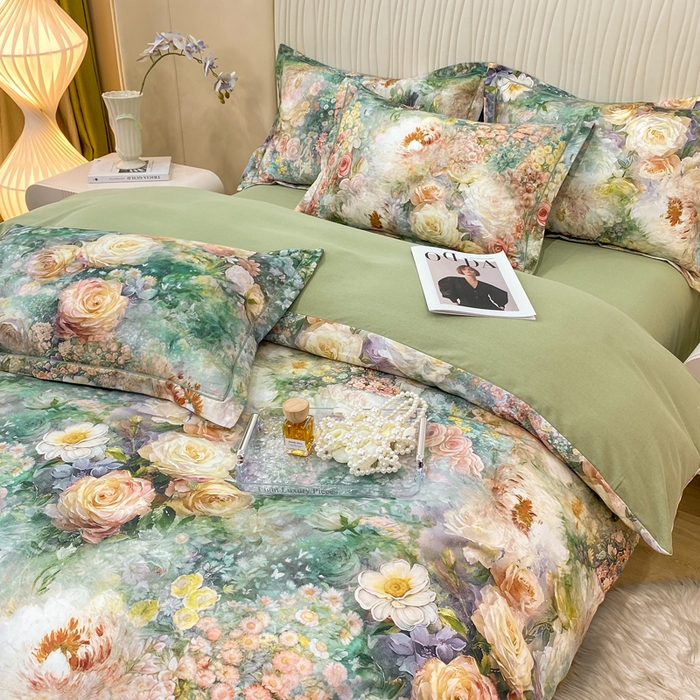 91家纺网 家纺一手货源 找家纺 红日子纺织品 2025新款A类全棉磨毛数码印花四件套 秘境