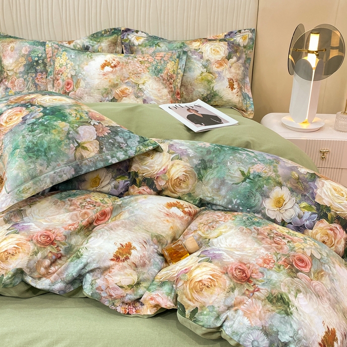 91家纺网 家纺一手货源 找家纺 红日子纺织品 2025新款A类全棉磨毛数码印花四件套 秘境