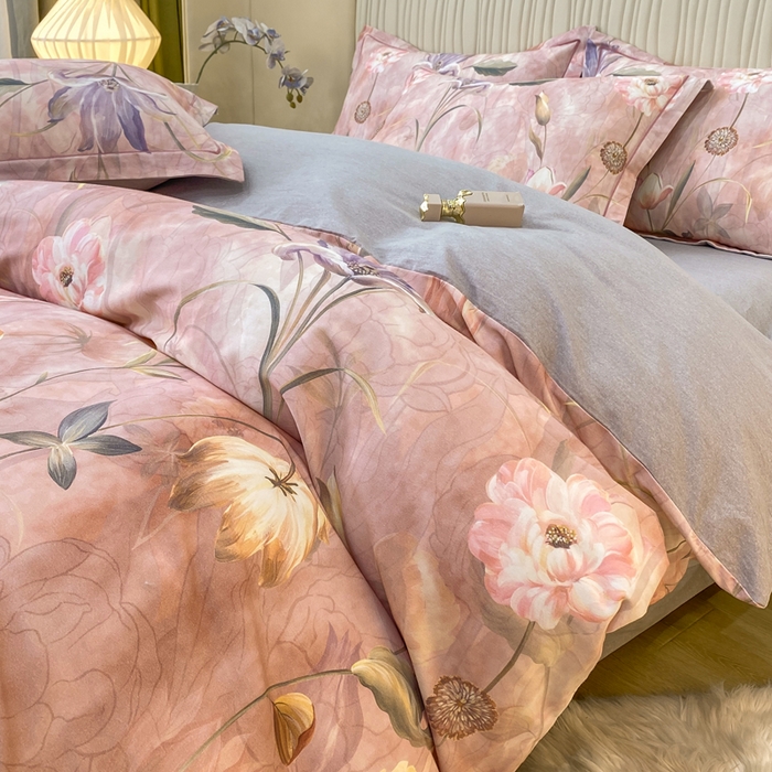 91家纺网 家纺一手货源 找家纺 红日子纺织品 2025新款A类全棉磨毛数码印花四件套 慕情