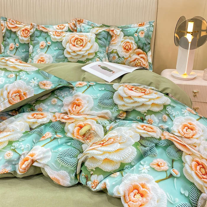 91家纺网 家纺一手货源 找家纺 红日子纺织品 2025新款A类全棉磨毛数码印花四件套 奈微