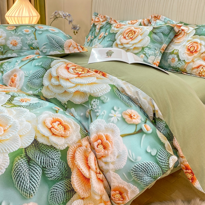 91家纺网 家纺一手货源 找家纺 红日子纺织品 2025新款A类全棉磨毛数码印花四件套 奈微