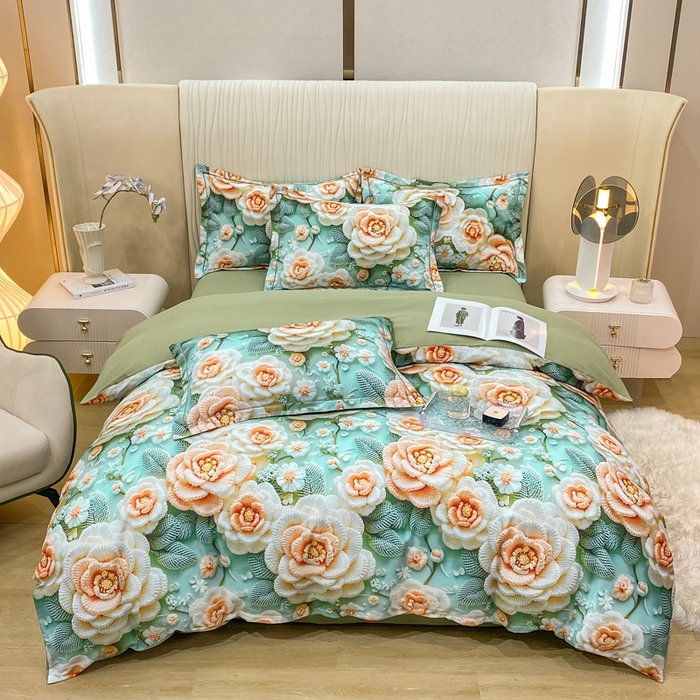 91家纺网 家纺一手货源 找家纺 红日子纺织品 2025新款A类全棉磨毛数码印花四件套 奈微