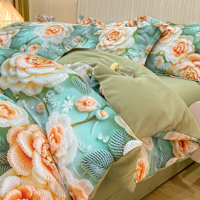 红日子纺织品 2025新款A类全棉磨毛数码印花四件套 奈微