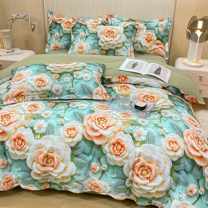 91家纺网 家纺一手货源 找家纺 红日子纺织品 2025新款A类全棉磨毛数码印花四件套 奈微