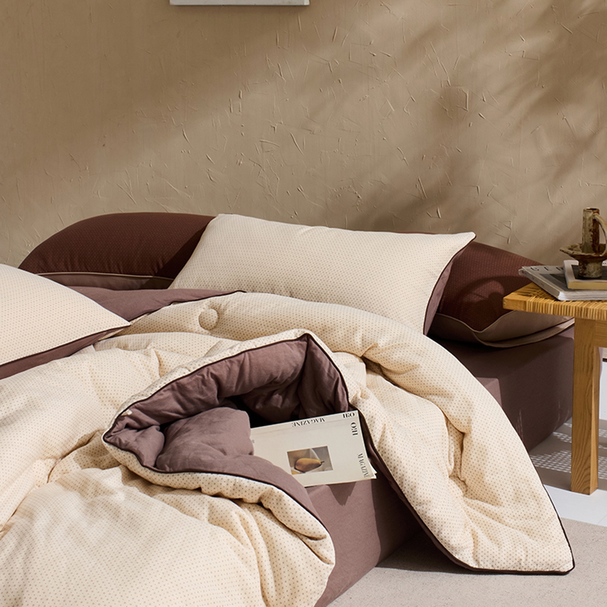 91家纺网 家纺一手货源 找家纺 LADYCOCO可可家居 2025新款针织+梭织被子（春秋被、冬被）被子被芯 双层纱被子米色