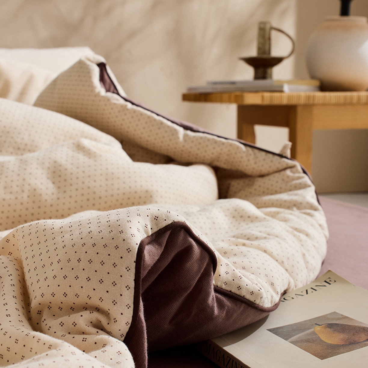 91家纺网 家纺一手货源 找家纺 LADYCOCO可可家居 2025新款针织+梭织被子（春秋被、冬被）被子被芯 双层纱被子米色