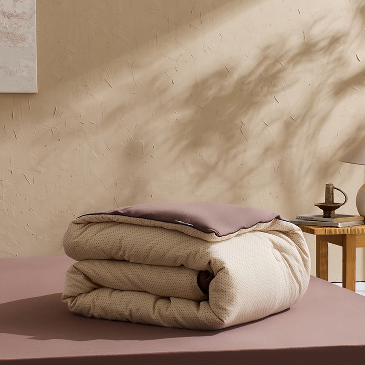 91家纺网 家纺一手货源 找家纺 LADYCOCO可可家居 2025新款针织+梭织被子（春秋被、冬被）被子被芯 双层纱被子米色