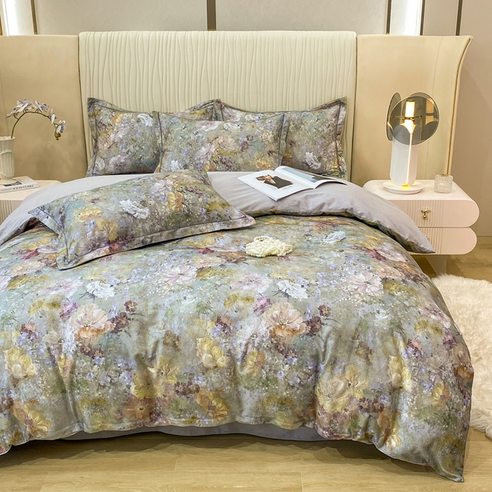 91家纺网 家纺一手货源 找家纺 红日子纺织品 2025新款A类全棉磨毛数码印花四件套 俏色争春