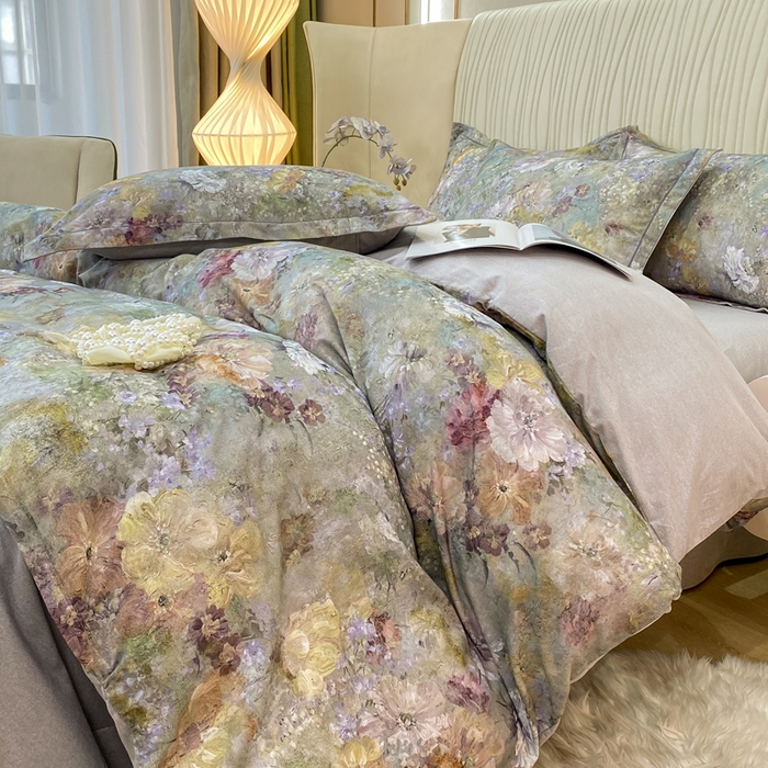 91家纺网 家纺一手货源 找家纺 红日子纺织品 2025新款A类全棉磨毛数码印花四件套 俏色争春