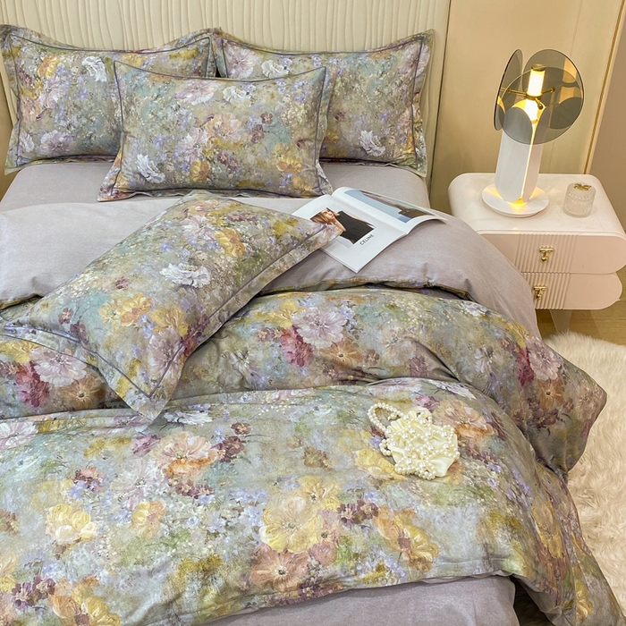 91家纺网 家纺一手货源 找家纺 红日子纺织品 2025新款A类全棉磨毛数码印花四件套 俏色争春