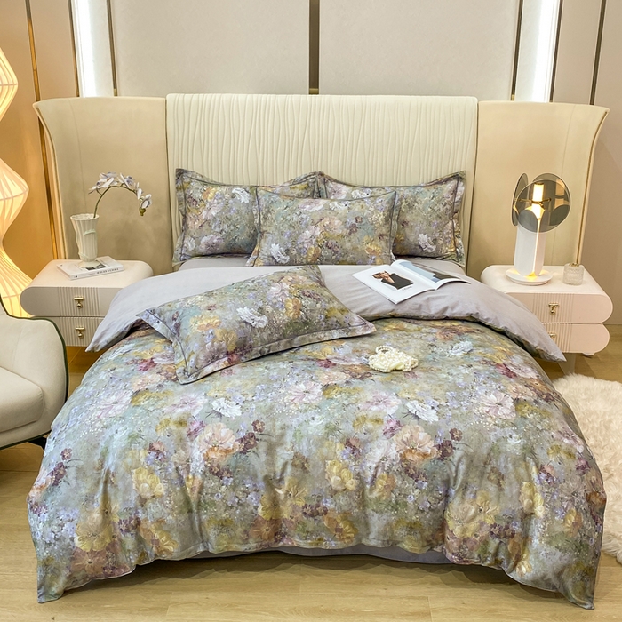 91家纺网 家纺一手货源 找家纺 红日子纺织品 2025新款A类全棉磨毛数码印花四件套 俏色争春