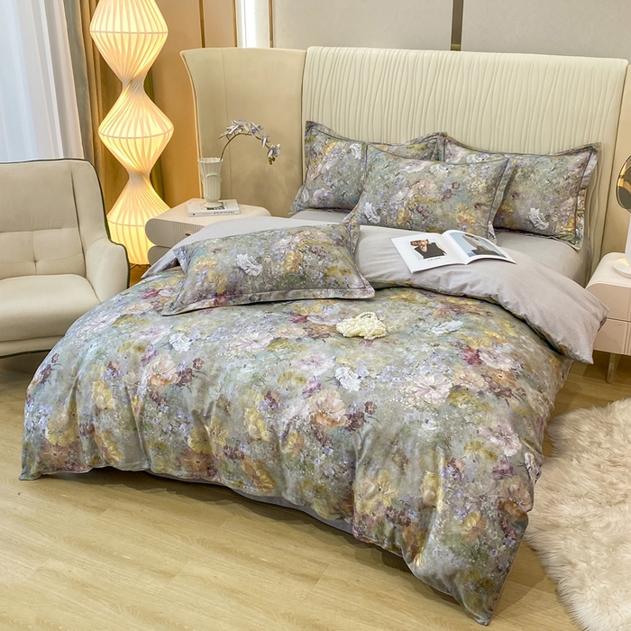 91家纺网 家纺一手货源 找家纺 红日子纺织品 2025新款A类全棉磨毛数码印花四件套 俏色争春