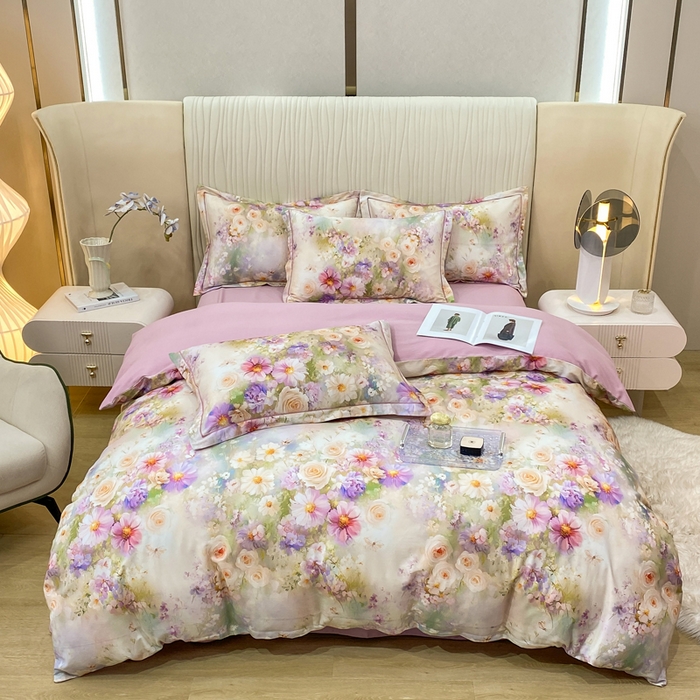 91家纺网 家纺一手货源 找家纺 红日子纺织品 2025新款A类全棉磨毛数码印花四件套 情韵