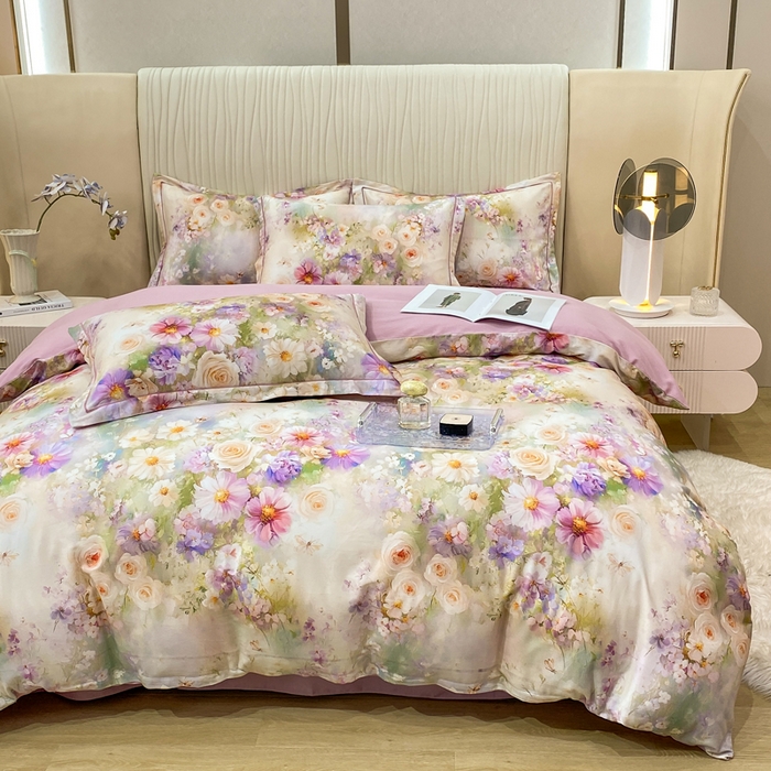 91家纺网 家纺一手货源 找家纺 红日子纺织品 2025新款A类全棉磨毛数码印花四件套 情韵