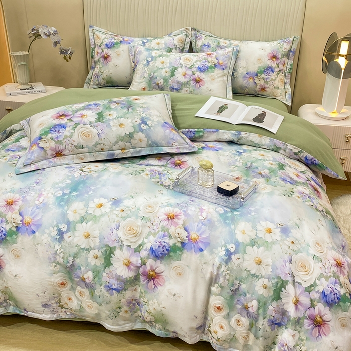 91家纺网 家纺一手货源 找家纺 红日子纺织品 2025新款A类全棉磨毛数码印花四件套 秋恋