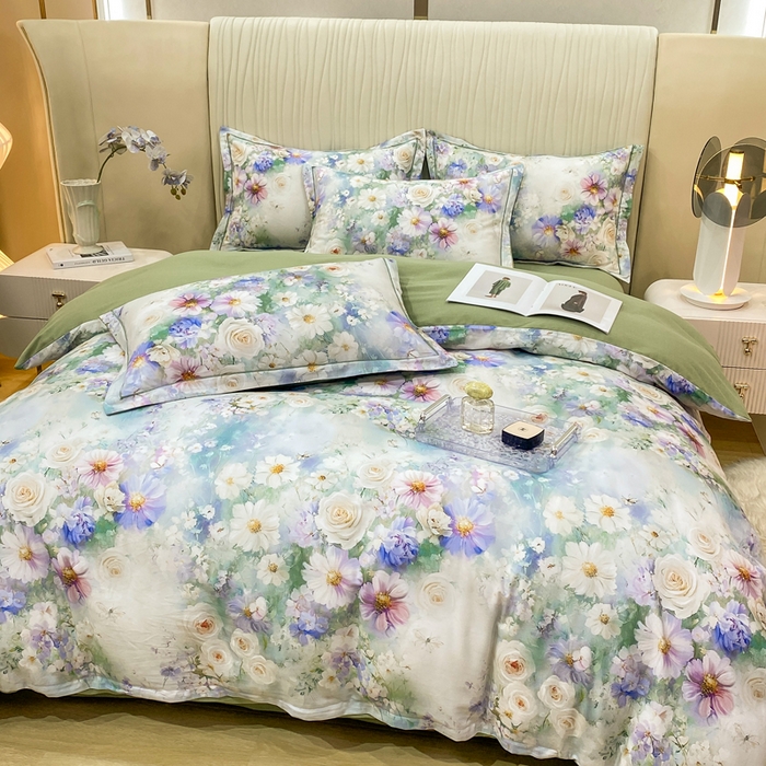 91家纺网 家纺一手货源 找家纺 红日子纺织品 2025新款A类全棉磨毛数码印花四件套 秋恋