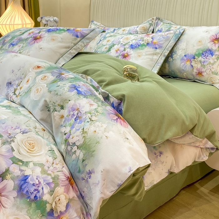 红日子纺织品 2025新款A类全棉磨毛数码印花四件套 秋恋