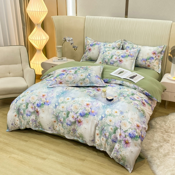 91家纺网 家纺一手货源 找家纺 红日子纺织品 2025新款A类全棉磨毛数码印花四件套 秋恋