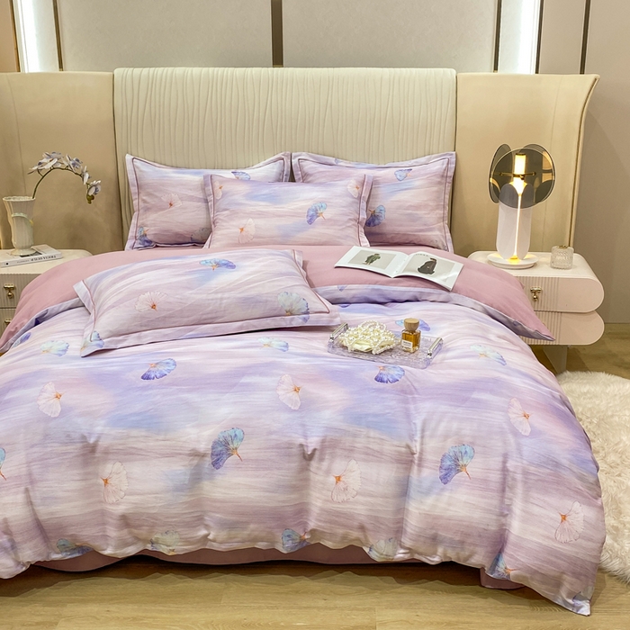 91家纺网 家纺一手货源 找家纺 红日子纺织品 2025新款A类全棉磨毛数码印花四件套 时尚花枝