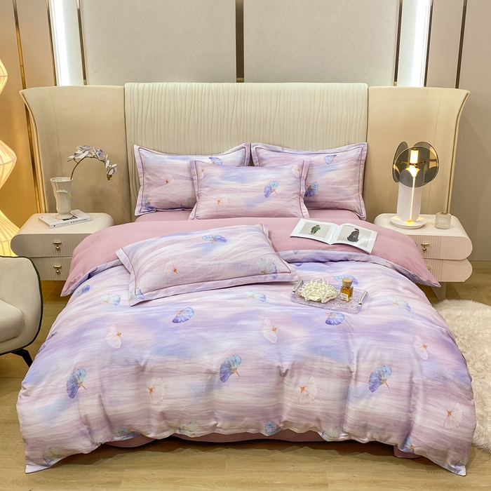 91家纺网 家纺一手货源 找家纺 红日子纺织品 2025新款A类全棉磨毛数码印花四件套 时尚花枝