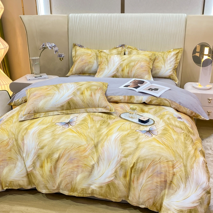 91家纺网 家纺一手货源 找家纺 红日子纺织品 2025新款A类全棉磨毛数码印花四件套 阳光雨露