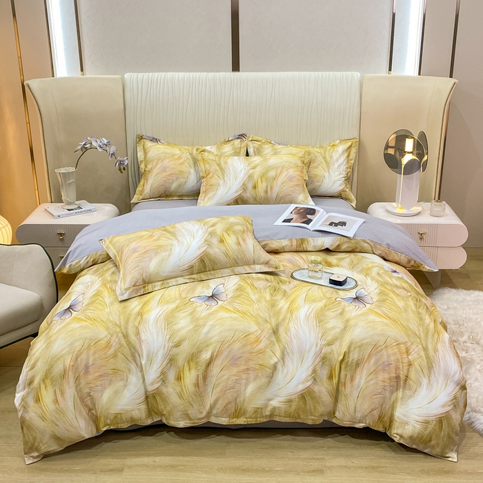 91家纺网 家纺一手货源 找家纺 红日子纺织品 2025新款A类全棉磨毛数码印花四件套 阳光雨露