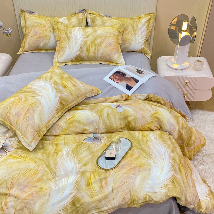 91家纺网 家纺一手货源 找家纺 红日子纺织品 2025新款A类全棉磨毛数码印花四件套 阳光雨露