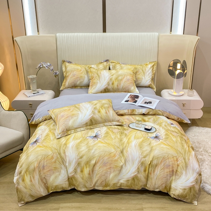 91家纺网 家纺一手货源 找家纺 红日子纺织品 2025新款A类全棉磨毛数码印花四件套 阳光雨露