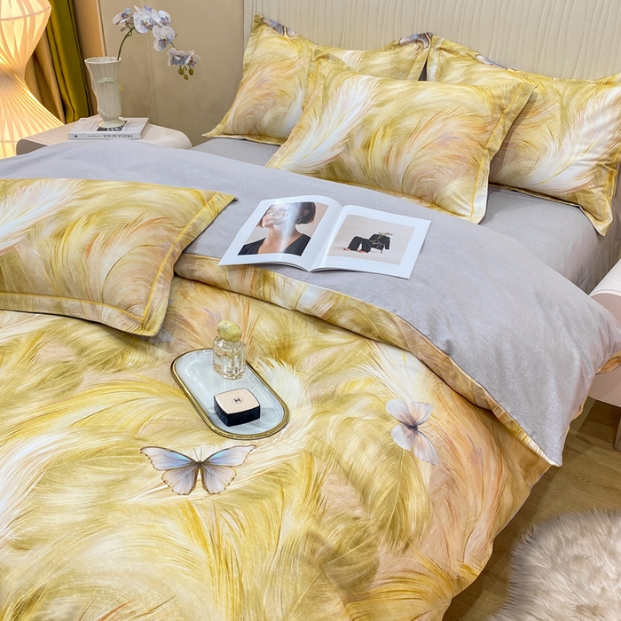 91家纺网 家纺一手货源 找家纺 红日子纺织品 2025新款A类全棉磨毛数码印花四件套 阳光雨露