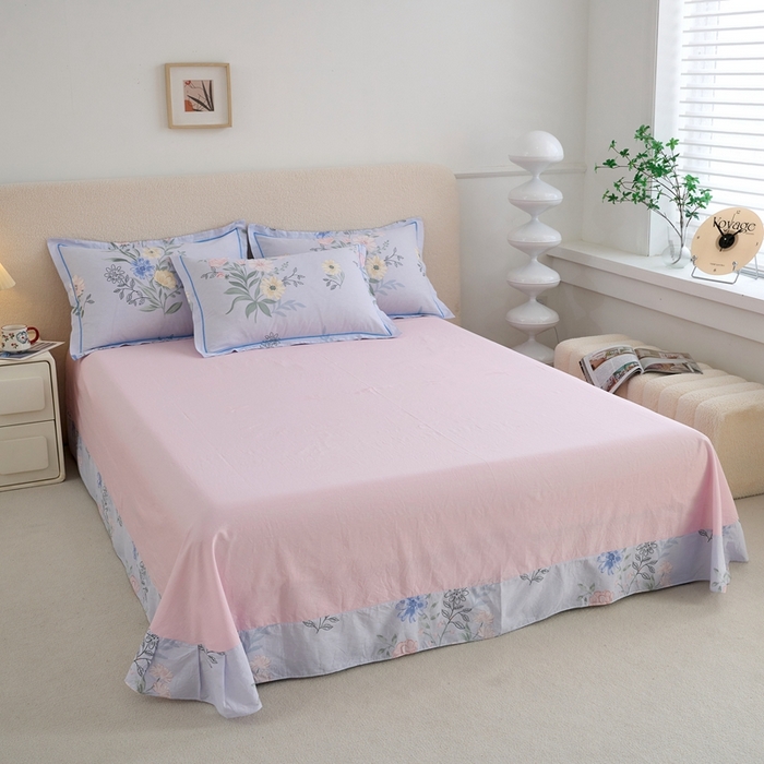 91家纺网 家纺一手货源 找家纺 三沁家居 2025新款全棉纯棉斜纹精梳长绒棉印花四件套 花海