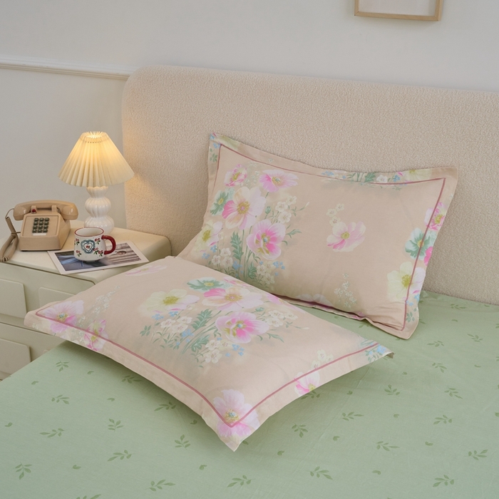 91家纺网 家纺一手货源 找家纺 三沁家居 2025新款全棉纯棉斜纹精梳长绒棉印花四件套 春意盎然