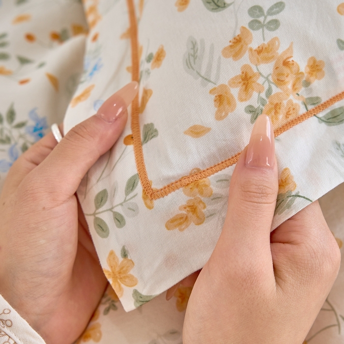 91家纺网 家纺一手货源 找家纺 三沁家居 2025新款全棉纯棉斜纹精梳长绒棉印花四件套 繁花似锦