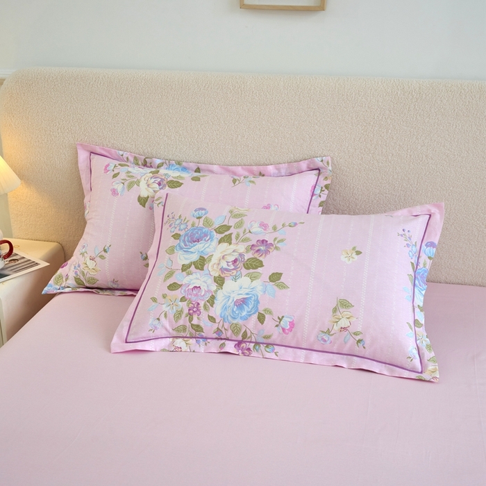 91家纺网 家纺一手货源 找家纺 三沁家居 2025新款全棉纯棉斜纹精梳长绒棉印花四件套 花团锦簇