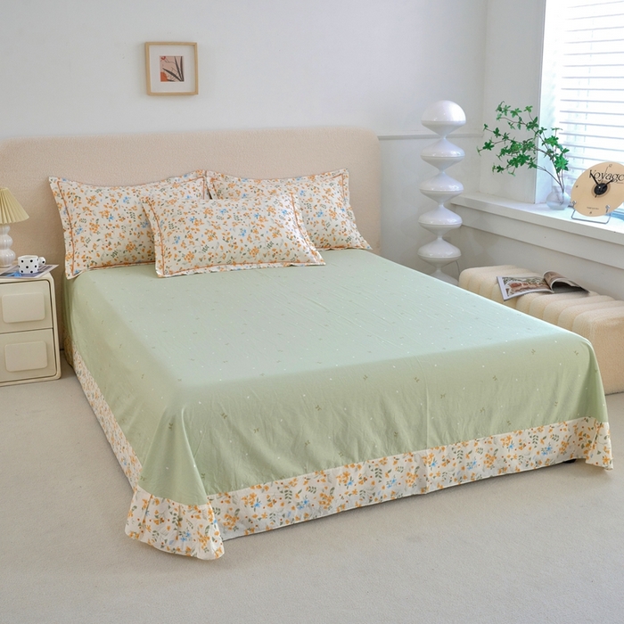 91家纺网 家纺一手货源 找家纺 三沁家居 2025新款全棉纯棉斜纹精梳长绒棉印花四件套 繁花似锦