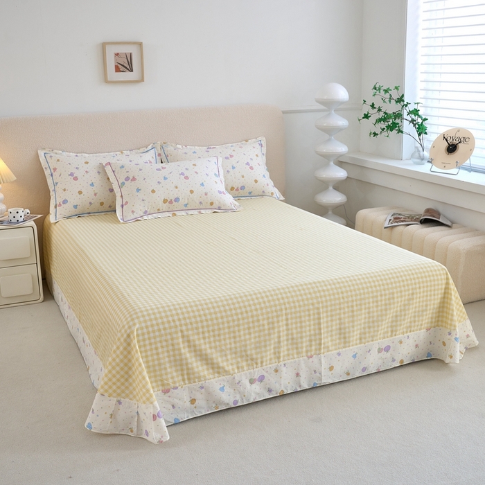 91家纺网 家纺一手货源 找家纺 三沁家居 2025新款全棉纯棉斜纹精梳长绒棉印花四件套 南瓜小镇