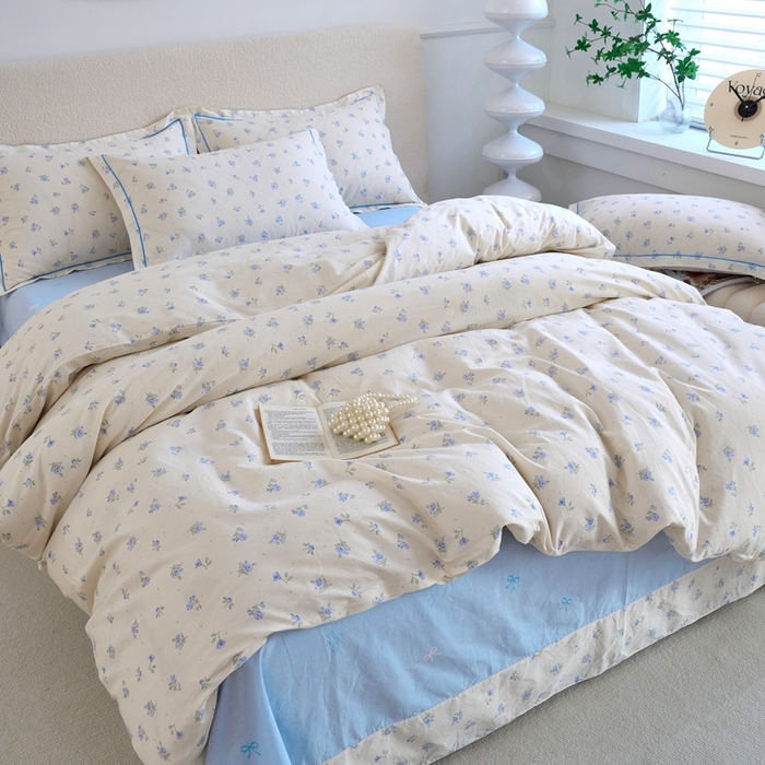 91家纺网 家纺一手货源 找家纺 三沁家居 2025新款全棉纯棉斜纹精梳长绒棉印花四件套 空谷幽兰