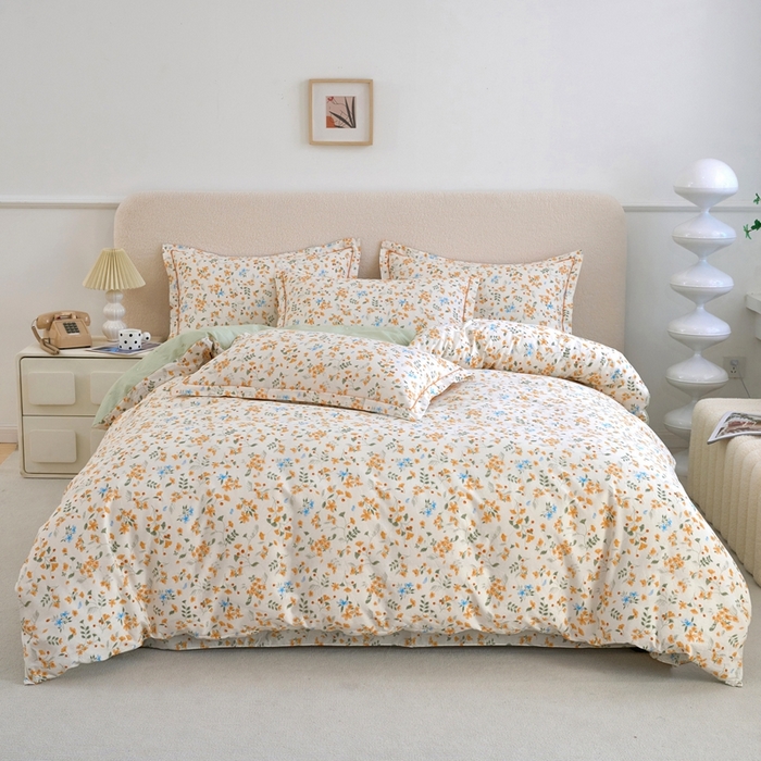 91家纺网 家纺一手货源 找家纺 三沁家居 2025新款全棉纯棉斜纹精梳长绒棉印花四件套 繁花似锦